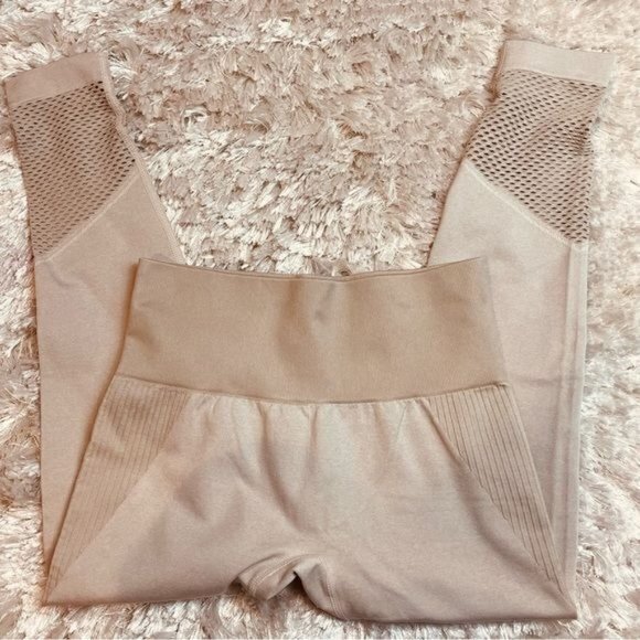 Vital Textured Compression Mesh seamless Tan Leggings Size M RefJ020-2 - Picture 5 of 11